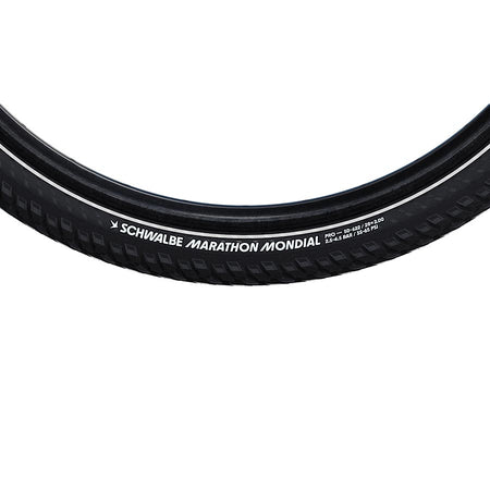Schwalbe Marathon Mondial Tire - 26 x 2.00 Clincher Wire BLK/Reflective Performance Line RaceGuard Double Defense Addix