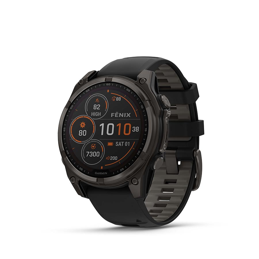 Garmin fenix 8 Smartwatch - 47mm Solar Sapphire Carbon Gray DLC Titanium BLK/Pebble Gray Silicone