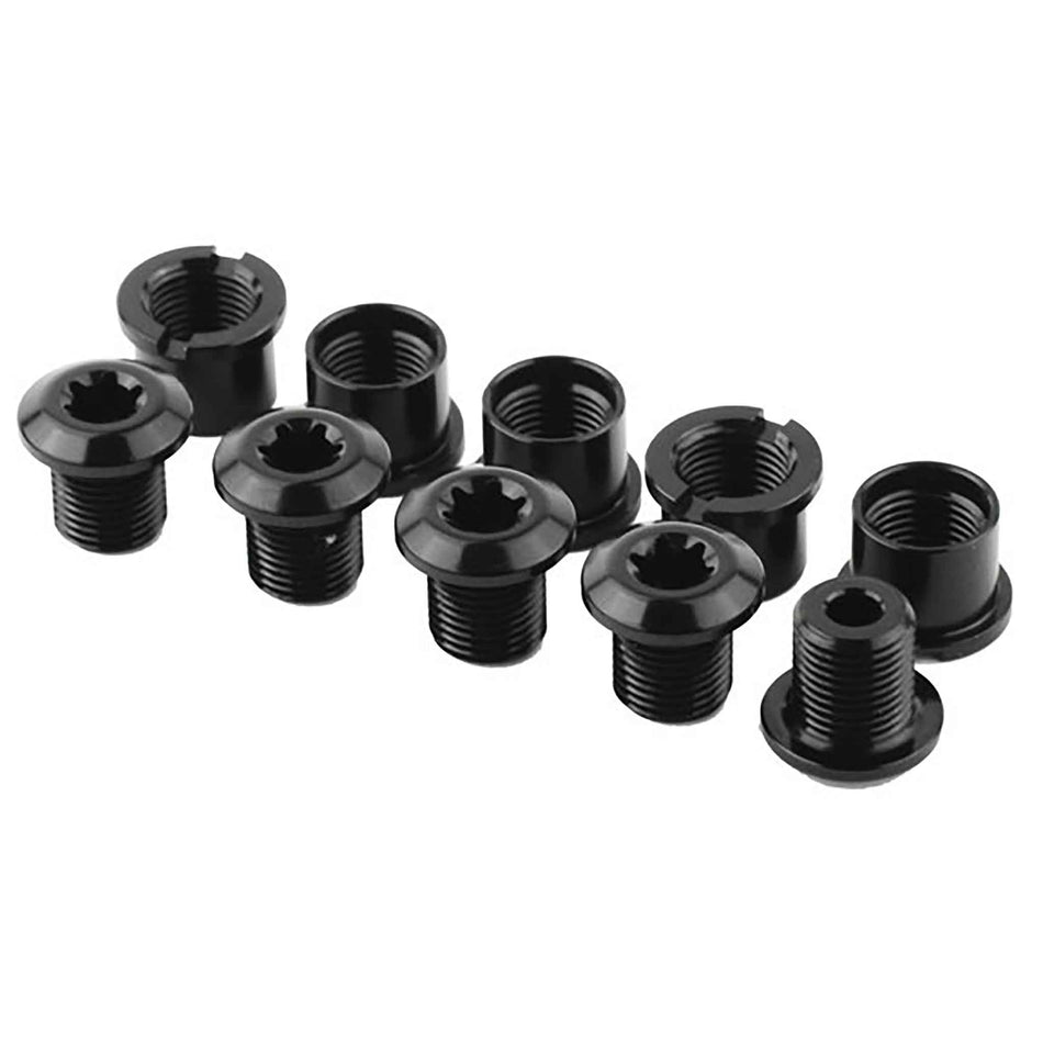 absoluteBLACK Chainring Bolt Set - Long Bolts and Nuts Set of 5 Black