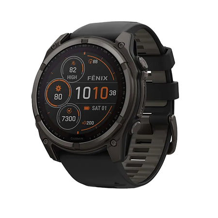 Garmin fenix 8 Smartwatch - 51mm Solar Sapphire Carbon Gray DLC Titanium BLK/Pebble Gray Silicone