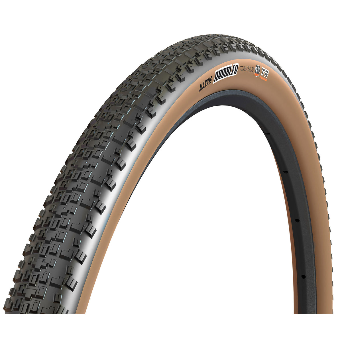 Maxxis Rambler Tire - 700 x 38 Tubeless Folding Black/Dark Tan Dual EXO