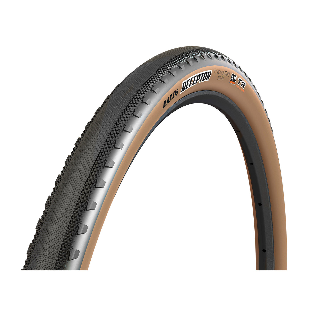 Maxxis Receptor Tire - 700 x 40 Tubeless Folding Black/Dark Tan Dual EXO