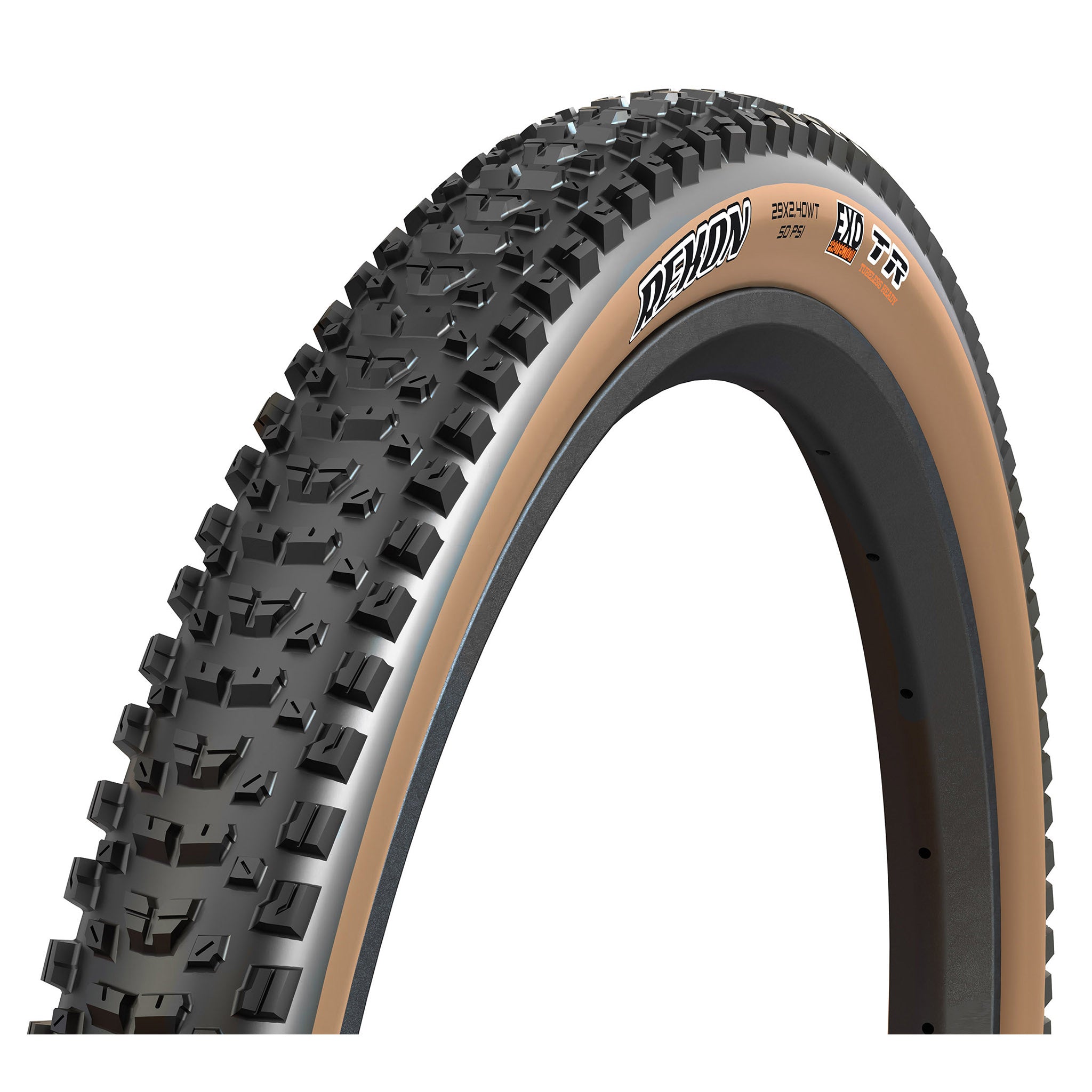Maxxis Rekon Tire - 29 x 2.4 Tubeless Folding BLK/Dark Tan Dual EXO Wide Trail